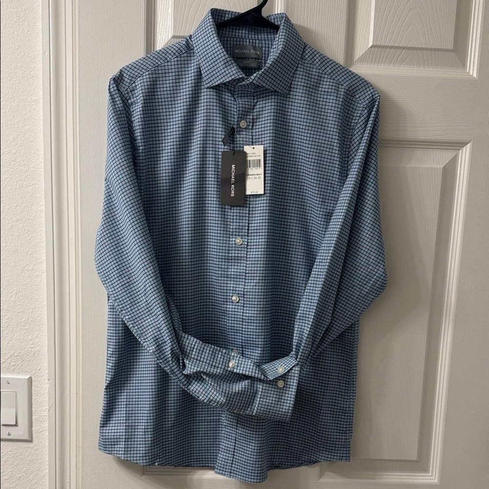Michael Kors Blue Gingham Casual Shirt